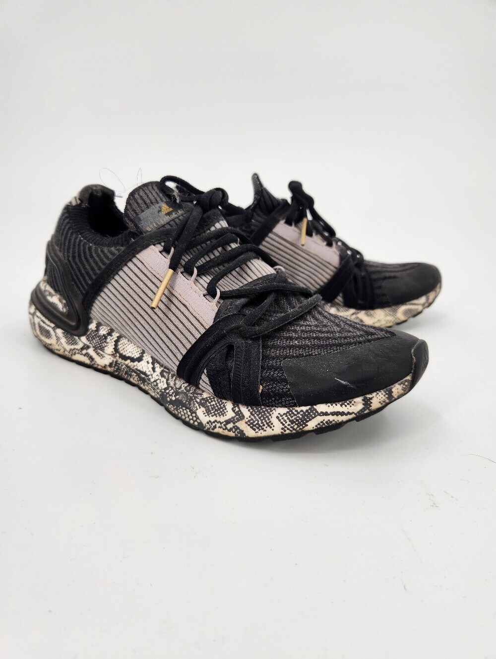 Adidas By Stella McCartney Ultraboost 20 Core Black Snakeskin Knit Running Shoes